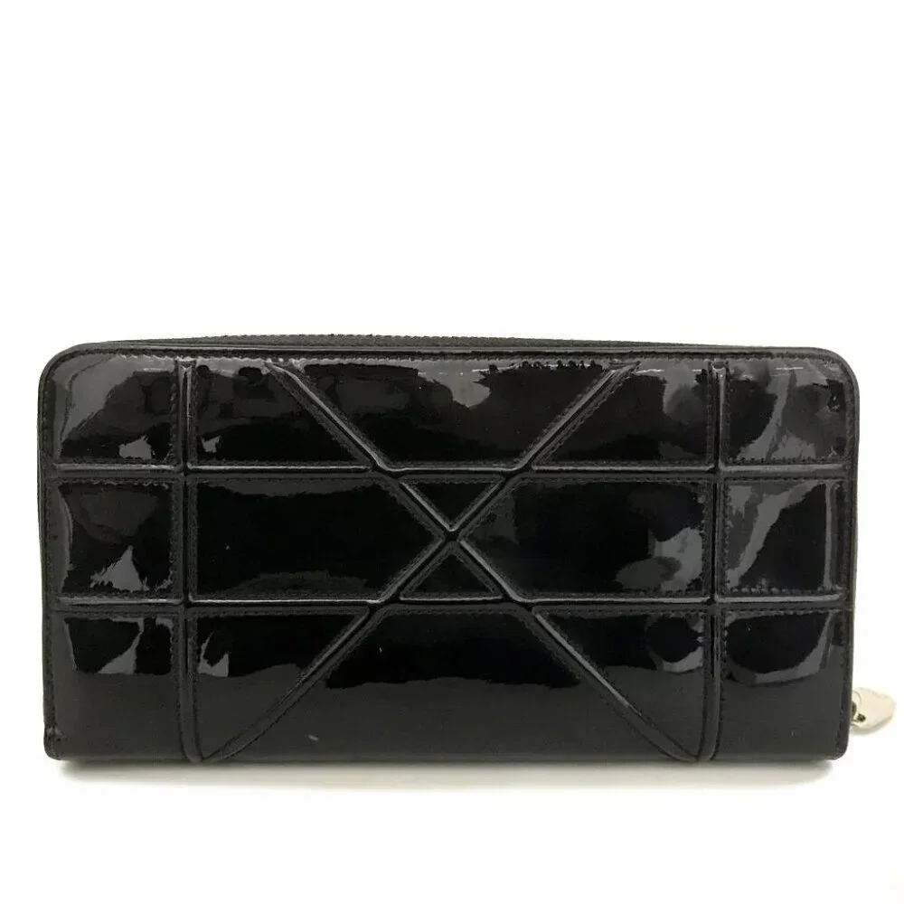 Christian Dior Diorama Patent Leather Long Zip Around Wallet/4Z1078